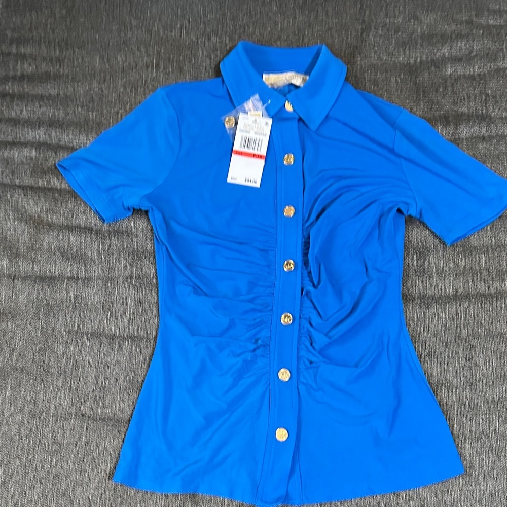 Michael Kors Blue Button-Up Women's Top